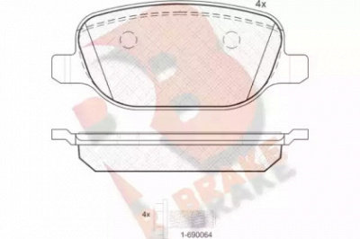 R BRAKE rb1780 -  Комплект тормозных колодок, дисковый тормоз